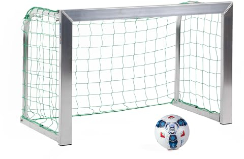 Sport-Thieme Mini-Fußballtor Training | Aluminium-Tor mit Polypropylen-Netz | Inkl. Bodenbefestigung | Flexibel positionierbar | 80x40 mm Bodenrahmen | Rundrohr Netzbügel | Anklappbar