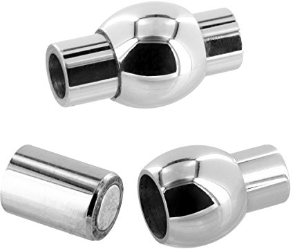 AURORIS - kugelförmiger Magnetverschluss aus Edelstahl - Loch: 6mm / 5 Stück