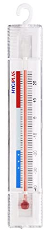 Hygiplas 6067 Hanging Refrigerator Freezer Thermometer, 141mm | Clear temperature dial provides quick, easy-read monitoring, helping commercial kitchens maintain safe food storage.