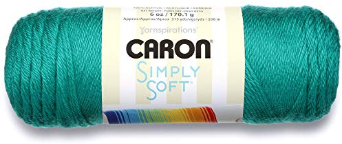 Caron Simply Soft Party Solids Yarn, Gauge 4 Medium Worsted, - 6 oz - Cool Green