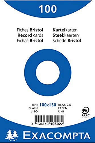 Paquet 100 fiches bristol format sous film - blanc uni non perfore 100x150mm