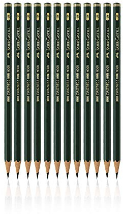 Faber-Castell Castell 9000 Artist Graphit 6B Bleistifte für Skizzen, Zeichnen, Schattierungen, Kunstbedarf – Box mit 12 Stück