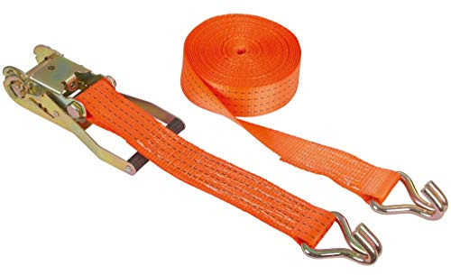 KERBL works Ratschenzurrgurt, Spanngurt, 8 m, 50 mm, 2/4 t, TÜV/GS | Orange, 2-teilig, Polyester, Spitzhaken, Vorspannkraft 280 daN, Zugkraft 2.000 kg direkt/4.000 kg umgelegt, Zurrgurt