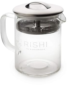 Rishi Tea Simple Brew Teapot - For 12oz Loose Tea Preparation, Built-in Strainer, Everyday Teaware, Easy to Clean, Borosilicate Glass, Enjoy Hot or Iced Tea - 400ml