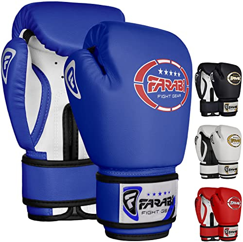 Farabi Sports 4 oz boxningshandskar barn låda handskar MMA Muay Thai kickboxning sparring boxningssäck träning barn boxningshandskar (blå, 4 oz)