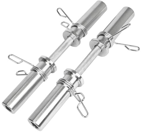 Barras olímpicas MAXSTRENGTH bobalicona 5 cm con pesas Barbell gimnasio en casa danzoterapia de entrenamiento - Chrome par, 5,08 cm, 1 A 5 paquete recogemangueras Plateado cromado Talla:2 pulgadas
