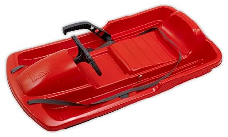 KHW | Lenkschlitten Snow Fox | Rot | TÜV-geprüft | Made in Germany | ausgefeiltes Lenksystem & griffsicheres Lenkrad | kälte- und lichtbeständiger Kunststoff | der Hingucker auf jeder Piste