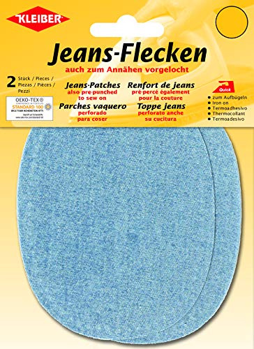 Kleiber + Co.GmbH Jeans-Bügelflecken oval, ca 13 cm x 10 cm hellblau