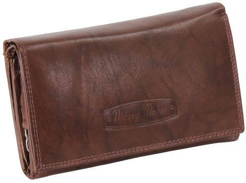 Ledershop24 RFID Damen Leder Geldbörse Portemonnaie Geldbeutel - Geschenkset + exklusiven Schlüsselanhänger - Lang Braun Leder