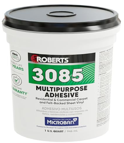 Roberts 3085-0 Multipurpose Carpet and Felt Back Vinyl Adhesive, 1 Quart, Beige