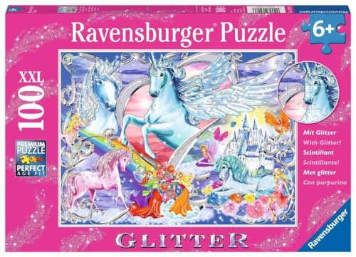 Ravensburger Puzzle Die schönsten Einhörner - 100 XXL Teile Puzzle ab 6 | 100 XXL Teile Puzzle, Mit Glitzer, Kinderpuzzle ab 6 Jahre, Ravensburger Qualität