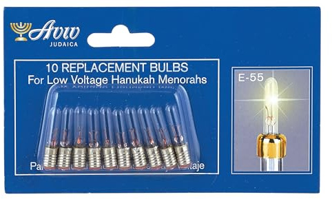 Aviv Judaica Electric Menorah Replacement Bulbs 10 Low Voltage Elongated Shaped Chanukah Hanukkiah Bulbs
