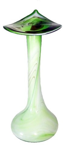 Oberstdorfer Glashütte Vase schmale farbige Glasvase für Einzelblumen grün Weiss beige marmoriert Kristallglas mundgeblasen Höhe ca. 35 cm
