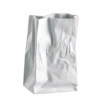 Rosenthal Tütenvase Weiss glasiert Vase 18 cm