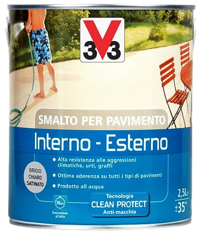 V33 Smalto per Pavimenti Interno-Esterno Grigio Chiaro 2,5L