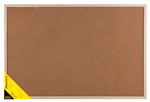 Idena 568023 - Pinnwand mit Holzrahmen, aus Kork, inklusive 5 Pinnwandnadeln und 2 Schrauben, zur Wandmontage geeignet, ca. 60 x 90 cm, ideal als Dekoration und für den Arbeitsplatz