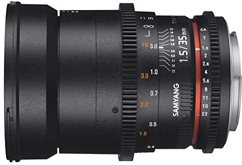 SAMYANG 7812 35/1,5 Objektiv Video DSLR II MFT manueller Fokus Videoobjektiv 0,8 Zahnkranz Gear, Weitwinkelobjektiv schwarz
