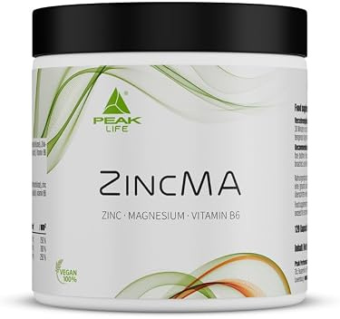 PEAK ZinkMA - 120 Kapseln I 40 Portionen I essentielle Mineralstoffe I hochdosiert I Zink I Magnesium I Vitamin B6 I Für Haut I Haare I Nägel I Immunsystem I Schlafunterstützung