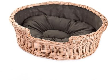 e-wicker24 Alles aus Weide Hundekorb aus Weide für Hund und Katze Hundebett Katzenbett mit Kissen Tierkorb geflochten Katzenkorb