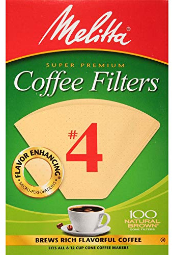 Melitta 624602#4 8 to 12 Cups Natural Brown Cone Coffee Filters 100 Count