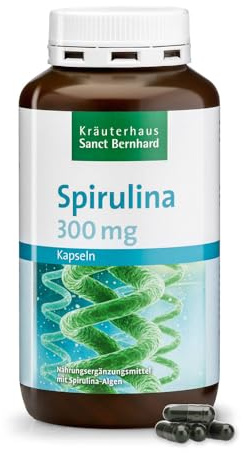 Sanct Bernhard Spirulina-Kapseln mit naturbelassenen Spirulina-Mikroalgen 360 Kapseln