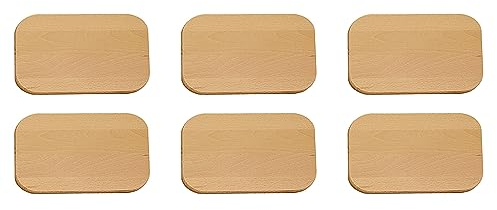 Kesper 68001 Lot de 6 planches à petit-déjeuner, en bois de hêtre FSC, 23 x 15 x 1 cm, naturel