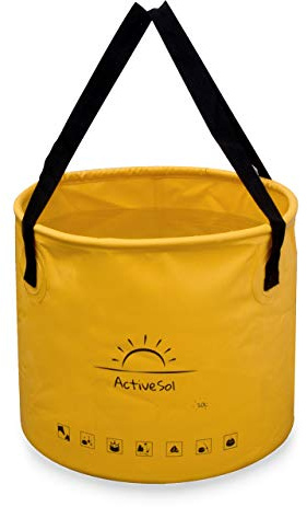 ActiveSol Faltbarer Eimer 20L breit (Ø 32 cm) – Camping Zubehör aus LKW-Plane –faltbar, stabil & reißfest – Falteimer für Camping, Angeln, Strand & Garten, BPA-frei