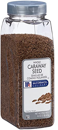 McCormick Culinary Whole Caraway Seed, 16 oz - One 16 Ounce Container of Caraway Seeds for Cooking and Baking, Ideal in Breads, Cakes, Stews and Meat Dishes