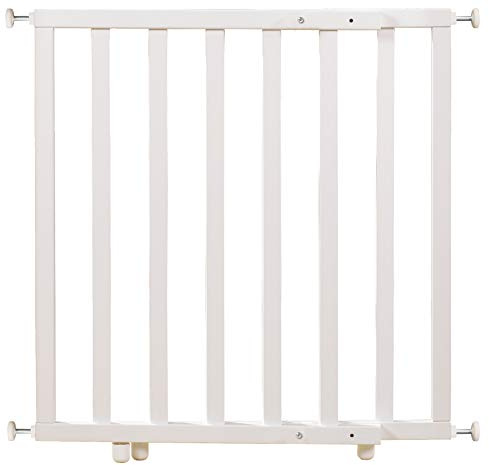 roba Barrera de Seguridad Infantil Extensible, Madera Blanca, Sin Taladrar, Para Puertas y Escaleras, Ancho Ajustable de 62, 106 cm