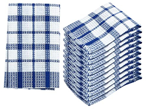 LOLA All Purpose Cleaning Cloths, 12 Pack, 100% Cotton, Woven Fibers, Reusable & Machine Washable, Highly Absorbent, Lint Free, 12 x 13