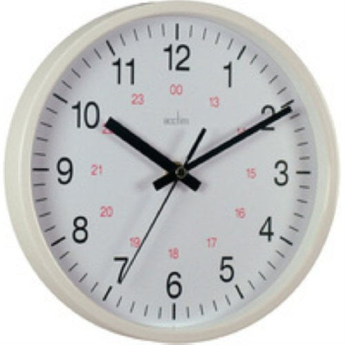 Acctim Metro 14 Wall Clock Quartz 12/24 Hour Dial Easy Read Numbers White 35cm