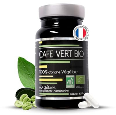 Café Vert Bio 500 mg - Stimule le Métabolisme & Favorise la Gestion du Poids - Riche en Antioxydants - 100% Végétal - 60 Gélules - Fabrique en France - Nutrivie