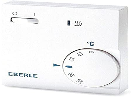 EBERLE 1482049 111110451100 Eberle RTR - E 6202 Raumtemperaturregler mit Netzschalter Ein / Aus und LED Heizen, Reinweiß