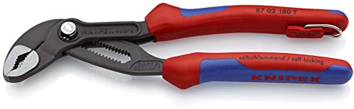 KNIPEX Cobra Hightech-Wasserpumpenzange in Blistermit Mehrkomponenten-Hüllen, mit integrierter Befestigungsöse zum, 87 02 180 T BK