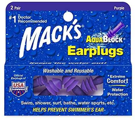 Mack's Unisex's AquaBlock Ear Plugs (2 Pair), Purple