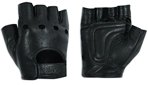 A-Pro Fingerlös Handske Läder Bil Motorcykel Chopper Custom Half Fingers Svart XXL