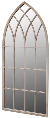 vidaXL Gothic Arch Garden Mirror for Indoor and Outdoor Use - Vintage design with Rust Effect - 50x115 cm - Antique White
