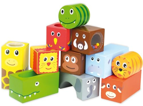 Vilac 2101 - Blocchi Sonori Gioco Prima Infanzia, con Gli Animali della Savana