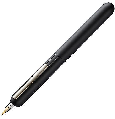 Lamy dialog black Füller - kappenloser Füllhalter mit Drehmechanismus -14 kt. Goldfeder, partiell platiniert & in Strichbreite M – inkl. Tintenpatrone T 10 blau & Konverter Z 27 – Rechtshänder