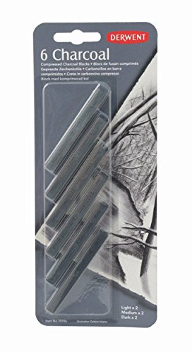 Derwent 35996 Gepresste Kohlestift, 6 Stück