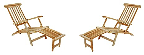 SAM 2er Set Gartenliege Puccon, verstellbare Sonnenliege, Teakholz massiv, Liegestuhl klappbar, Deckchair/Holzliege ideal für Balkon, Terrasse und Garten