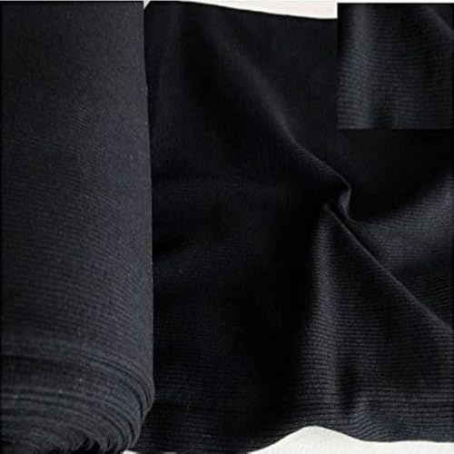 StoffBook BAUMWOLLE BÜNDCHENSTOFF BI-STRETCH RIPPENSTRUKTUR STOFF, B779 (SCHWARZ)