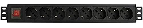 WP Rack Regleta eléctrica de 19 Pulgadas con 8 Tomas universales ITA 10/16 A y Tomas Schuko, Cable de 2 m, Enchufe Italiano 16 A, 250 V/3500 W