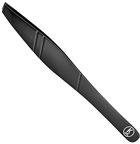 K-Pro Pinza para Depilar Cejas de Acero Inoxidable con Punta Biselada | Pinzas de precisión para vello facial y encarnado, longitud de 9 cm con acabado mate y diseño ergonómico para uso diario