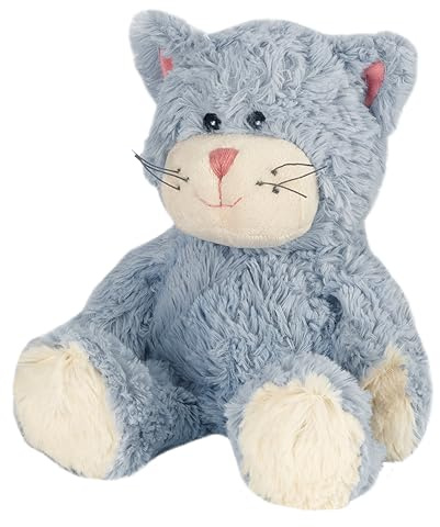 Warmies Plüsch-Katze in Blau, mikrowellengeeignetes Wärmekissen mit französischem Lavendelduft, beschwertes Wärmekissen, warm oder kalt anwendbar für Entspannung und wohltuende Wärme