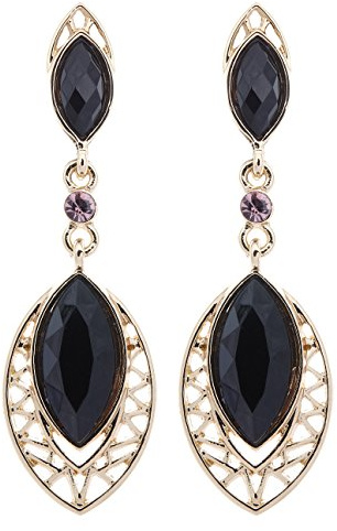 Ohrclips vergoldet Ohrring mit schwarzen ovalen Steinen - Velma von Bello London