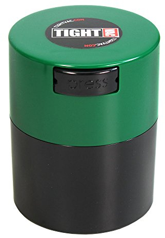 Tightvac 3-Ounce Vacuum Sealed Dry Goods Storage Container, Black Body/Forest Green Cap