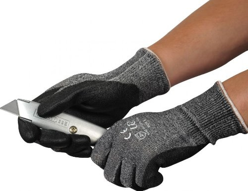 UCI Kutlass PU500 - Grey PU Palm Coated Cut Resistant Gloves - 9/Large