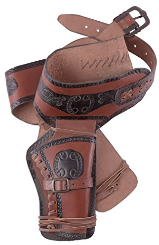 Battle-Merchant - Westernholster aus Leder Revolvergürtel Revolver mit Zwei Holster Cowboy Western Pistolengürtel