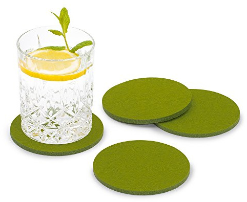FILU Filzuntersetzer rund 8er Pack (Farbe wählbar) grün - Untersetzer aus Filz für Tisch und Bar als Glasuntersetzer/Getränkeuntersetzer für Glas und Gläser